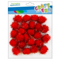 2. Craft With Fun Ozdoba Dekoracyjna Pompony Czerwone Brokatowe 463931